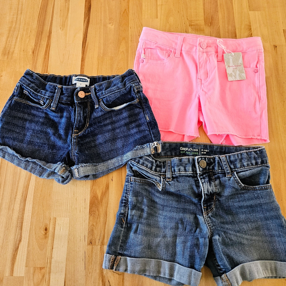 Set Of 3 Girls Sixe 8 Shorts- 2 Denim And 1 Pink